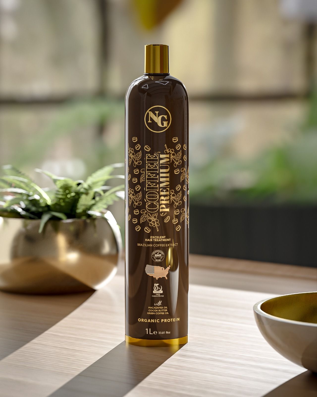 Coffee Premium Protein 1L – Lissage Brésilien au Café & Collagène – Made in USA