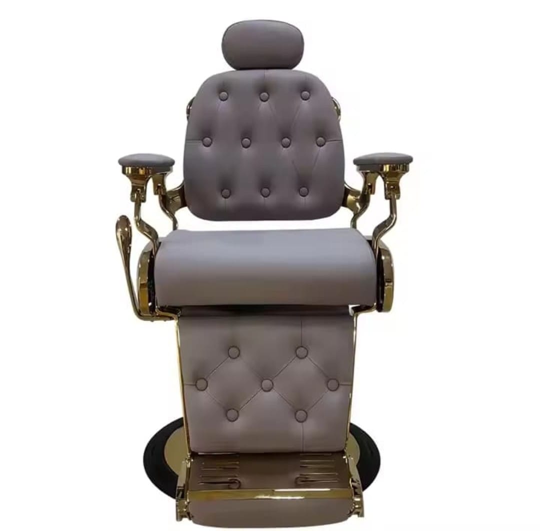 Fauteuil de Barbier Luxe Capitonne – Finition Gold & Cuir Premium