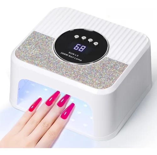 Lampe LED/UV SUN L5 : Lampe à Ongles Professionnelle SUN L5 268W – Design Étincelant avec Strass – Séchage Rapide & Écran Digital