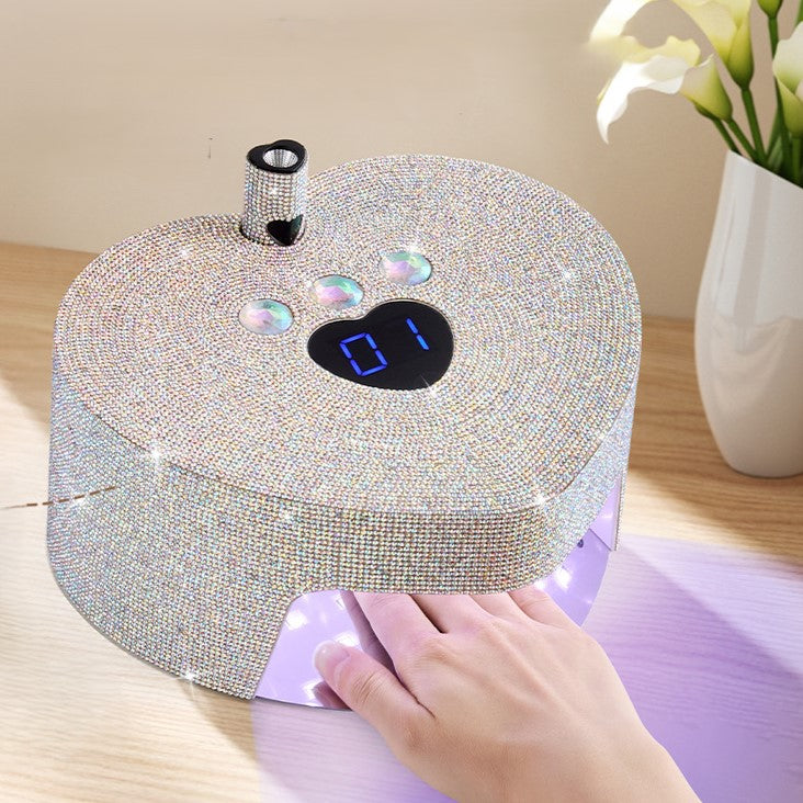 Lampe UV/LED Professionnelle Luxe Strass & Or Rose – Bouton Rotatif & Écran Digital HD – Séchage Ultra-Rapide