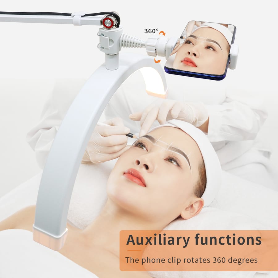Lampe LED Demi-Lune Professionnelle avec Bras Articulé – Éclairage 180° pour Cils & Tatouage