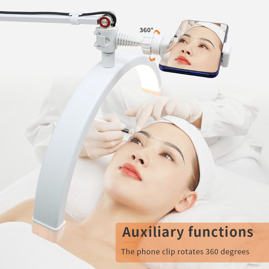 Lampe LED Demi-Lune Professionnelle avec Bras Articulé – Éclairage 180° pour Cils & Tatouage