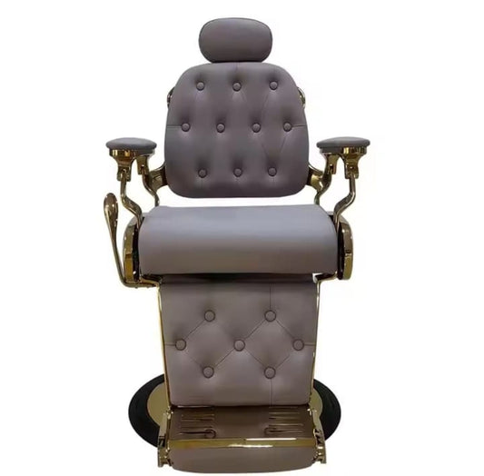 Fauteuil de Barbier Luxe Capitonne – Finition Gold & Cuir Premium