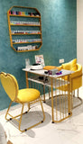 Table de Manucure Design Marbre & Or avec 2 Fauteuils