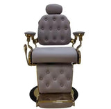 Fauteuil de Barbier Luxe Capitonne – Finition Gold & Cuir Premium