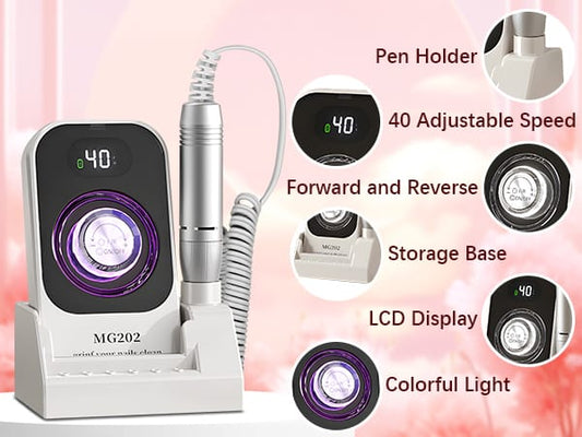 Ponceuse à Ongles Électrique Portable Sans Fil – Stylo de Précision LED avec Écran LCD & Recharge USB-C