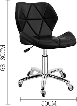 Tabouret de Maître : Tabouret de Salon Professionnel à Roulettes – Assise Design Capitonnée Noire – Hauteur Réglable 68-80cm
