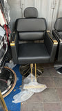 Fauteuil de Coiffure Professionnel Hydraulique – Chaise Barber Luxe Base Dorée