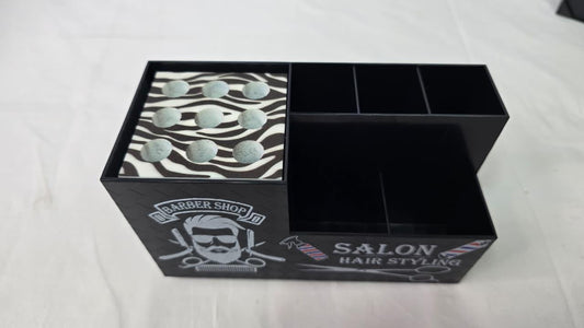 Organisateur Professionnel Salon Coiffure – Marbre Noir, Ciseaux & Peignes