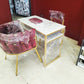 Table de Manucure Design Marbre & Or avec 2 Fauteuils