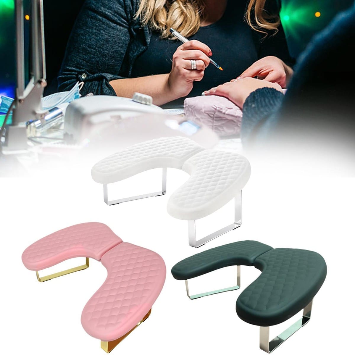 Repose-bras Ergonomique : Repose-bras Professionnel pour Manucure – Design Matelassé Noir – Confort Optimal pour Prothésiste Ongulaire