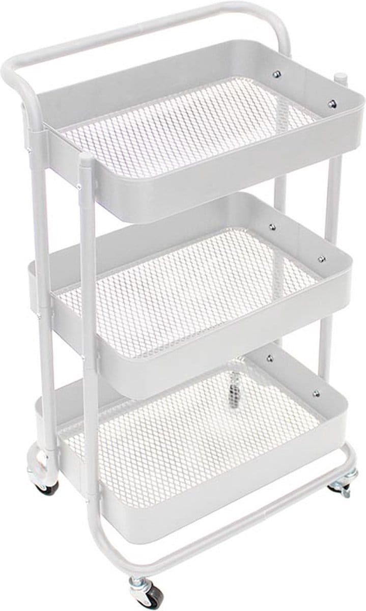 Chariot de Service à 3 Niveaux : Chariot de Rangement Professionnel à 3 Étages – Desserte sur Roulettes pour Salon de Coiffure & Esthétique – Noir Métallisé