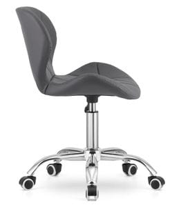 Tabouret de Maître : Tabouret de Salon Professionnel à Roulettes – Assise Design Capitonnée Noire – Hauteur Réglable 68-80cm
